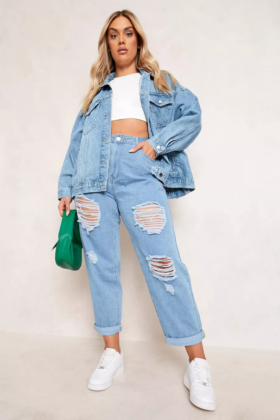 Plus Distressed Ripped Mom Jeans | boohoo (US & Canada)