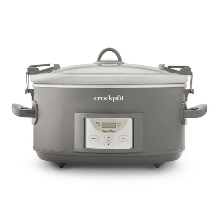 Crock-Pot 7-Quart Cook and Carry Programmable Slow Cooker, Grey | Walmart (US)