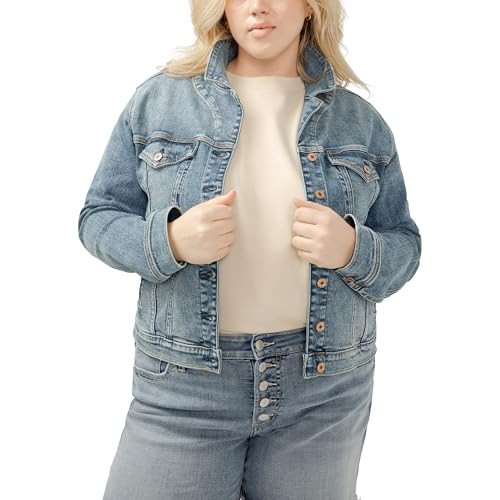 Silver Jeans Co. Women's Plus Size Fitted Denim Jacket, Indigo, 1X | Amazon (US)
