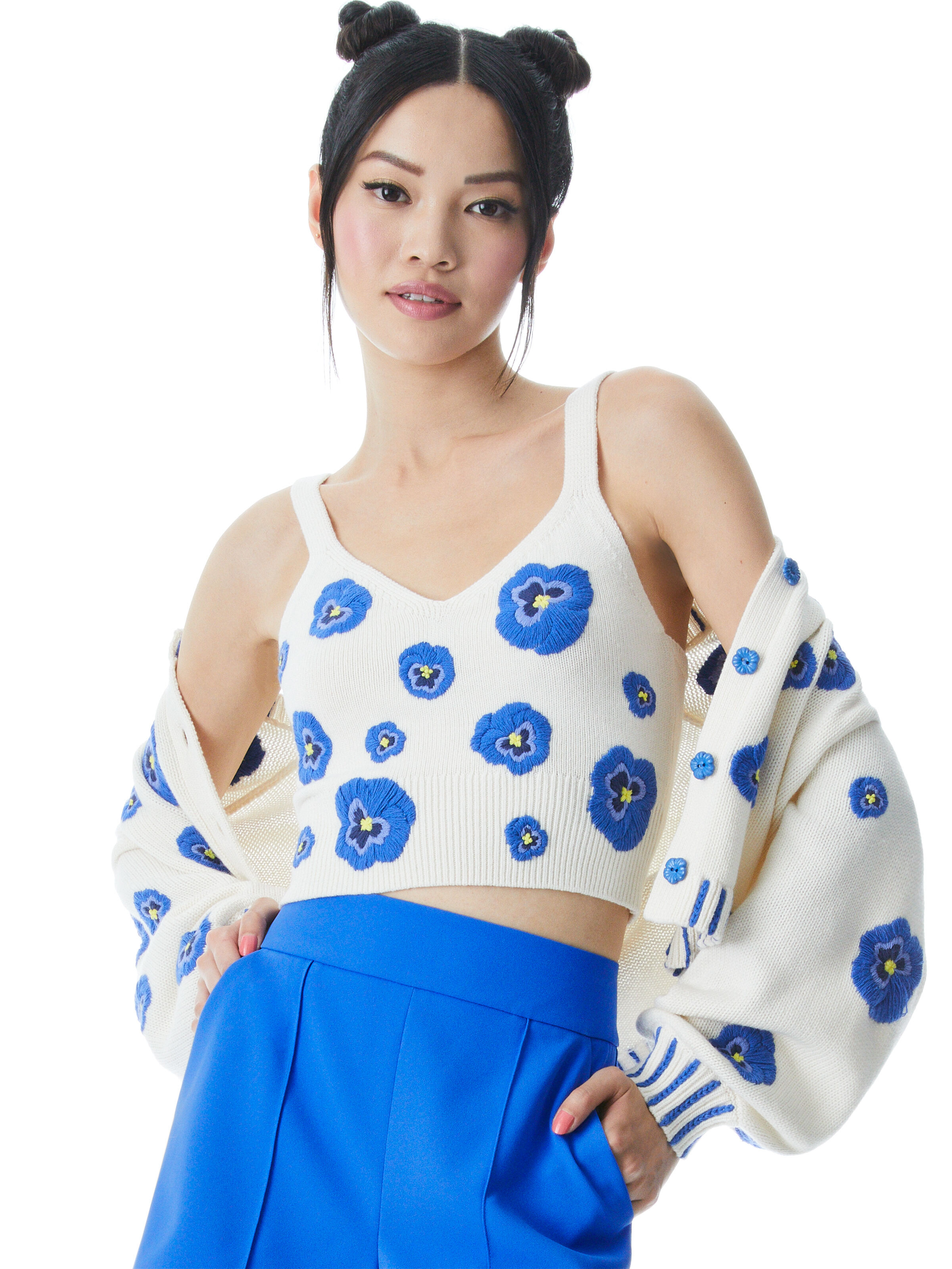 alice + olivia BRIGIDA EMBROIDERED CROPPED TANK | Alice + Olivia