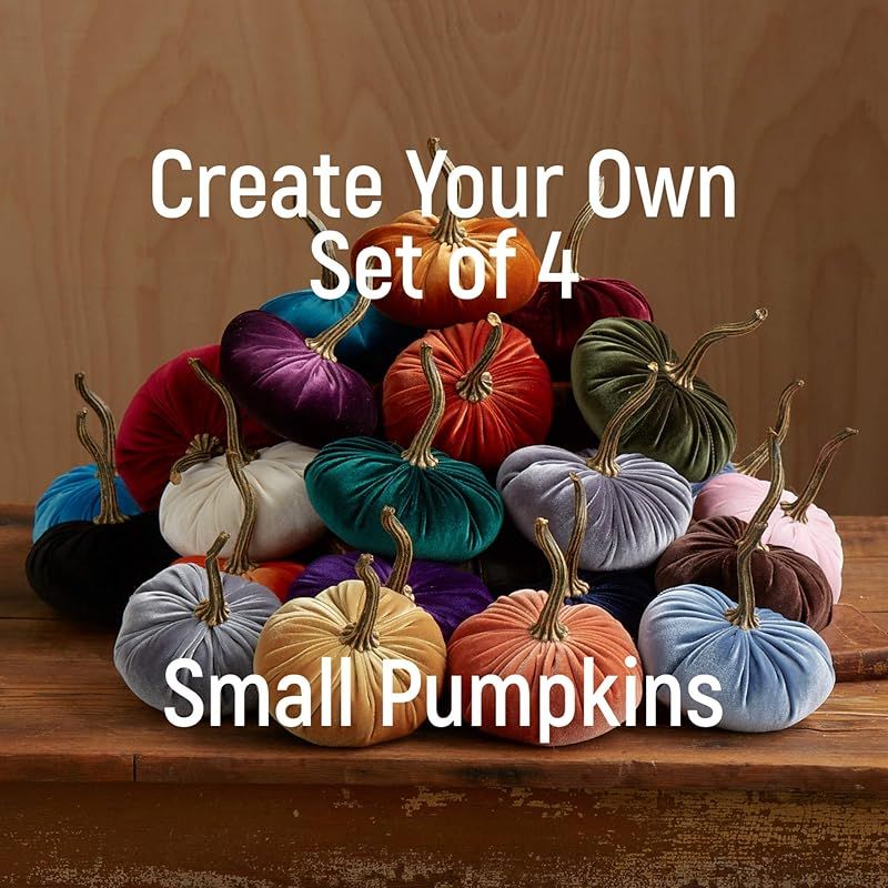 Small Velvet Pumpkins Create Your Own Set of 4, Handmade Fall Decoration, Modern Rustic Wedding C... | Amazon (US)