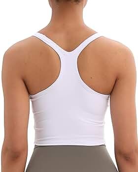 Lavento Women's Racerback Sports Bra Yoga Crop Top with Built in Bra | Amazon (US)