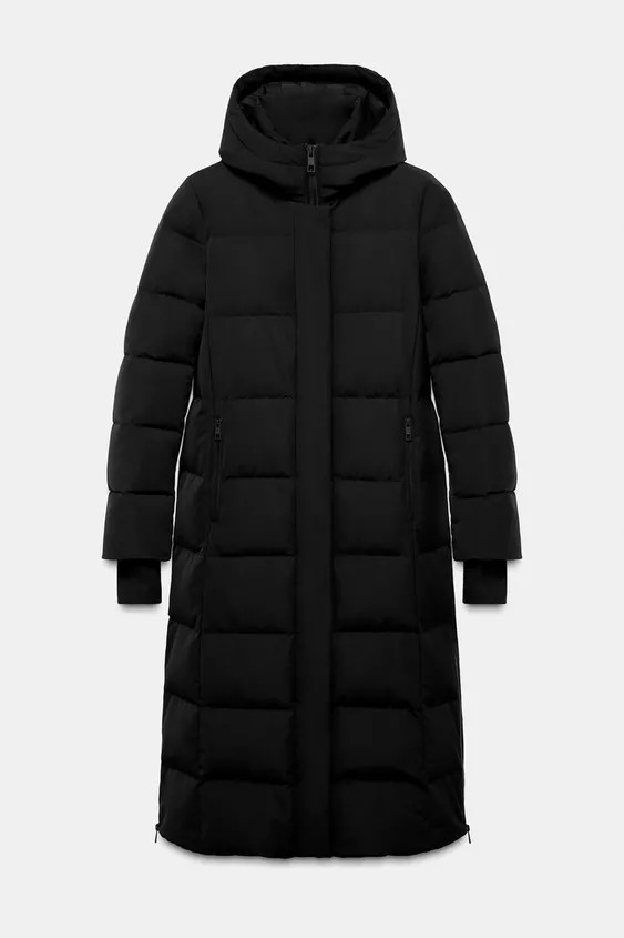 EXTRA LONG WATER-REPELLENT WINDPROOF HOODED DOWN PUFFER JACKET | Zara UK
