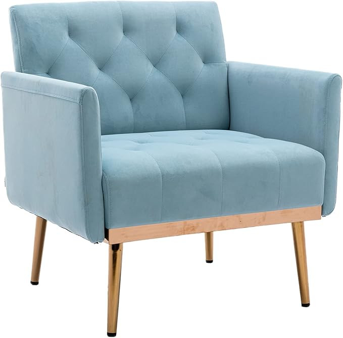 Olela Accent Chair with Arms for Living Room, Modern Tufted Single Sofa Armchair with Gold Metal ... | Amazon (US)