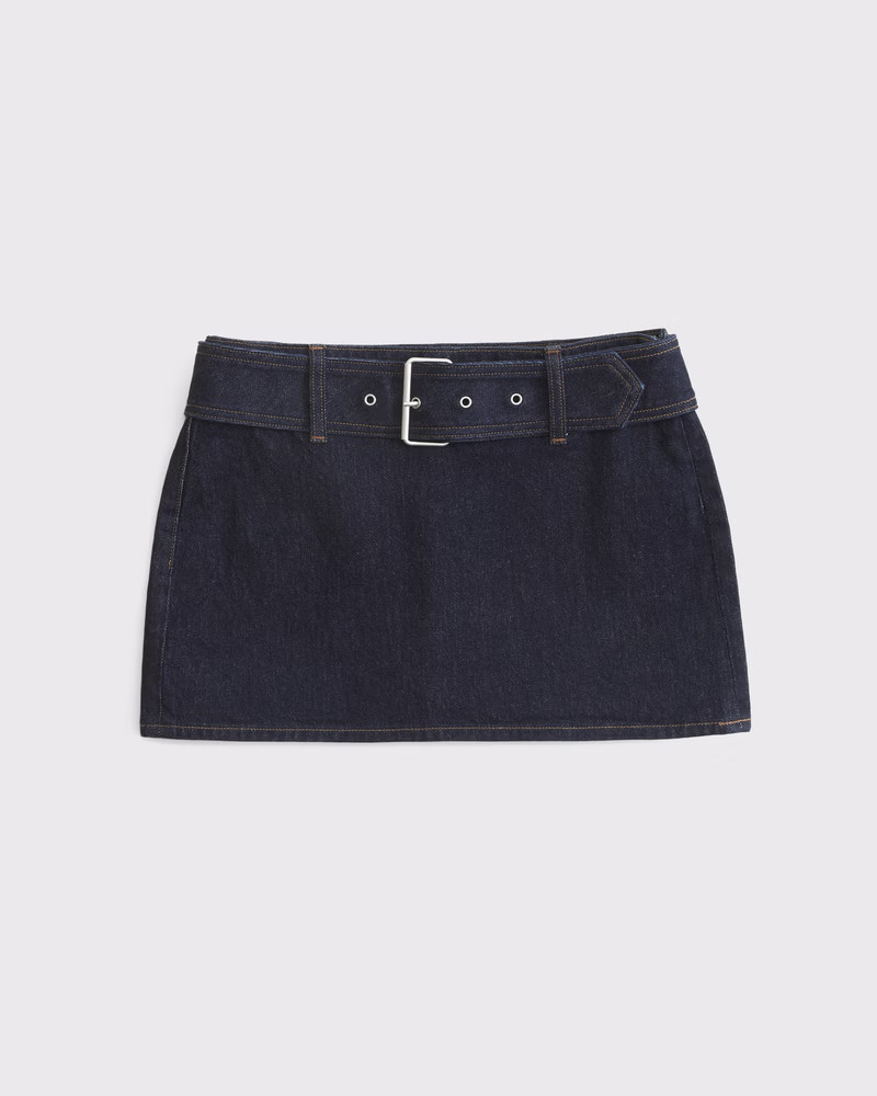 Women's Mid Rise Belted Denim Mini Skort | Women's Bottoms | Abercrombie.com | Abercrombie & Fitch (US)