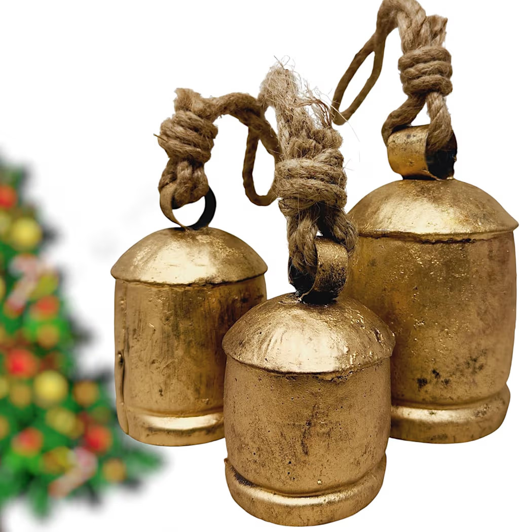 Christmas Bells Decor, Gold Hanging Bells for Christmas Decoration, Cow Bells Christmas Decor for... | Amazon (US)