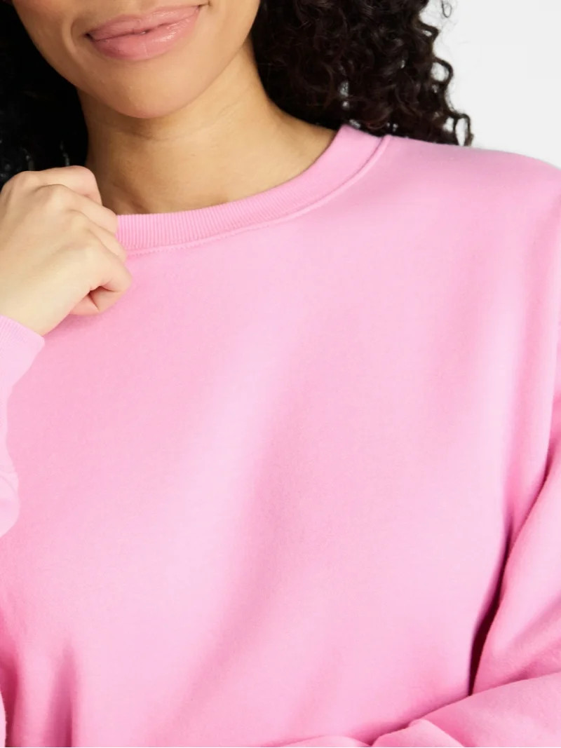 No Boundaries Fleece Oversized Sweatshirt with Long Sleeves, Women’s Sizes XXS-4X | Walmart (US)