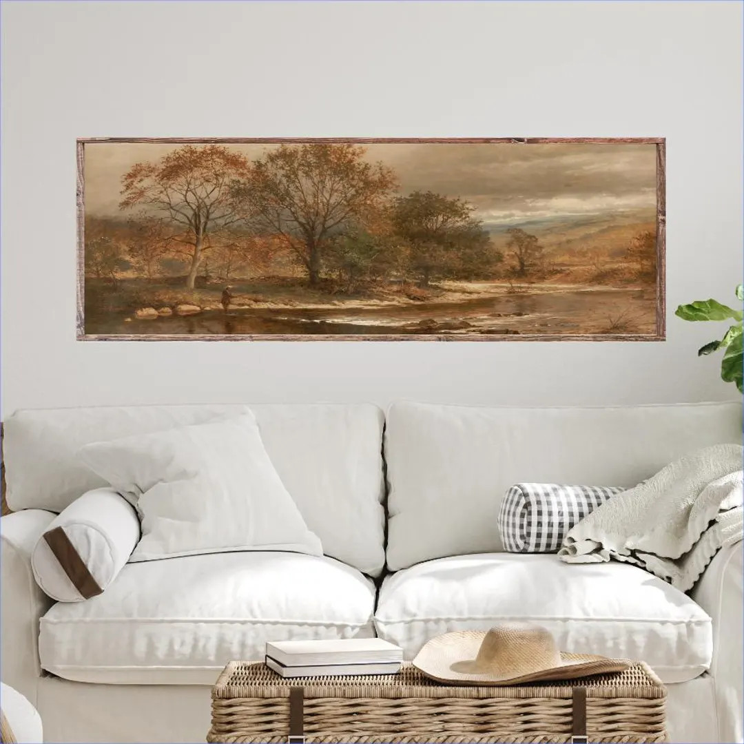Fishing in Autumn Landscape Canvas Printed Sign - Etsy | Etsy (US)
