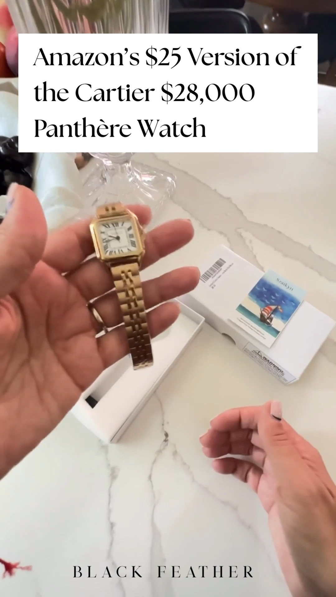 Amazon’s $25 dup of the Cartier $28,000 Panthere Watch.

For $25 it’s worth it. It’s fun to wear without trying too hard. 
I have the real panthere in white gold, and while the size is slightly off it’s a pretty good dup to wear for fun. 


Amazon, Cartier, Cartier panthere duo, Amazon fashion, Amazon watch , Amazon jewelry 

#LTKSaleAlert #LTKFindsUnder50 #LTKStyleTip