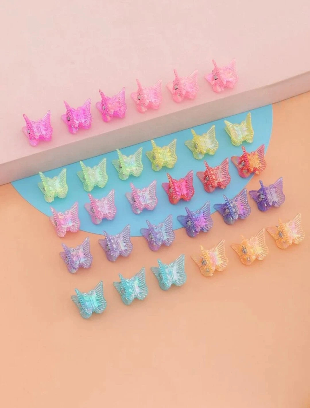 90s Butterfly Clips Set Small Rainbow Colored Iridescent 90s Butterfly Clips Y2K - Etsy | Etsy (US)