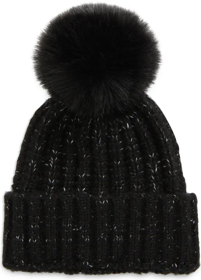 Kyi Kyi Chunky Wool Blend Beanie with Faux Fur Pom | Nordstrom | Nordstrom