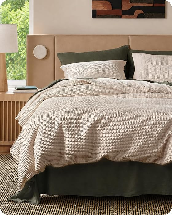 Bedsure Cotton Duvet Cover King - 100% Cotton Waffle Weave Beige Duvet Cover King Size, PureWoven... | Amazon (US)