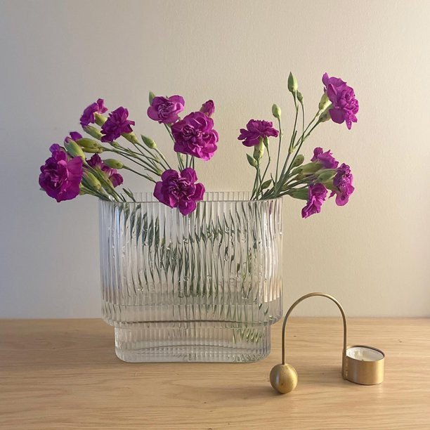YANWE1 Clear Glass Vase, Flower Vase for Centerpieces, Ribbed Vase, Modern Vase, Fluted Glass Vas... | Walmart (US)