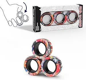 Magnetic Rings Fidget Toy Set, Idea ADHD Fidget Toys, Adult Fidget Magnets Spinner Rings for Anxi... | Amazon (US)