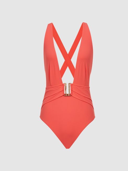Reiss Coral Isabel Plunge Swimsuit | Reiss (UK)
