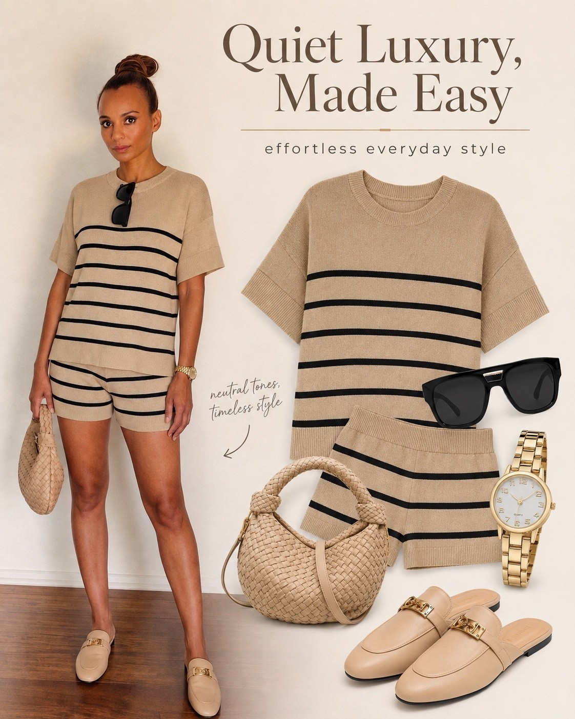 Quiet luxury, but make it easy 🤎 This neutral striped set is comfortable, polished, and perfect for those days when you want to look put together without trying too hard. Add a woven bag, sleek sunnies, and neutral mules and you’re done ✨ Shop the look below. #LTKStyle #QuietLuxury #NeutralStyle #MatchingSet #EverydayChic #OutfitInspo

#LTKootd #LTKOver40