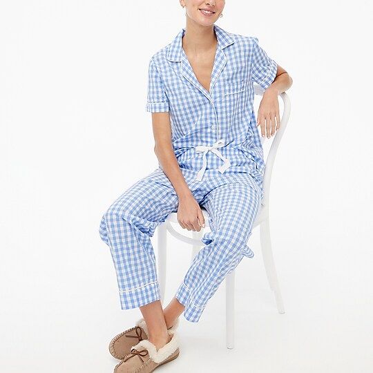 Cotton pajama set with cropped pant | J.Crew Factory