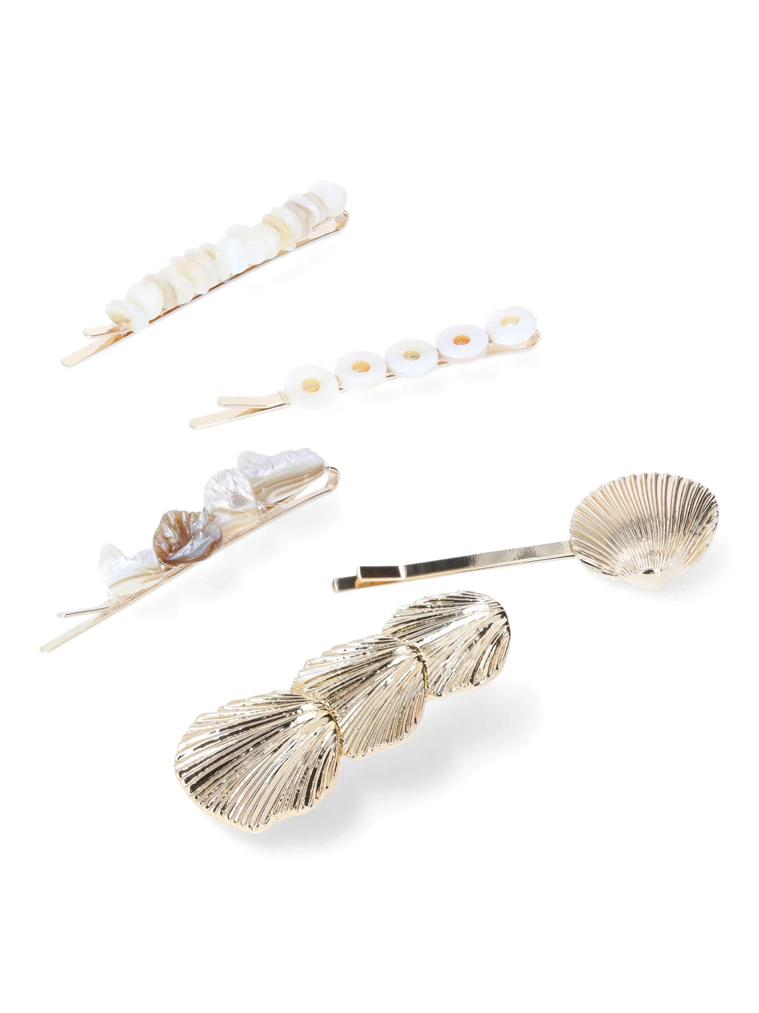 Time and Tru Women’s Seashell Embellished Hair Pin Set, 5-Piece | Walmart (US)