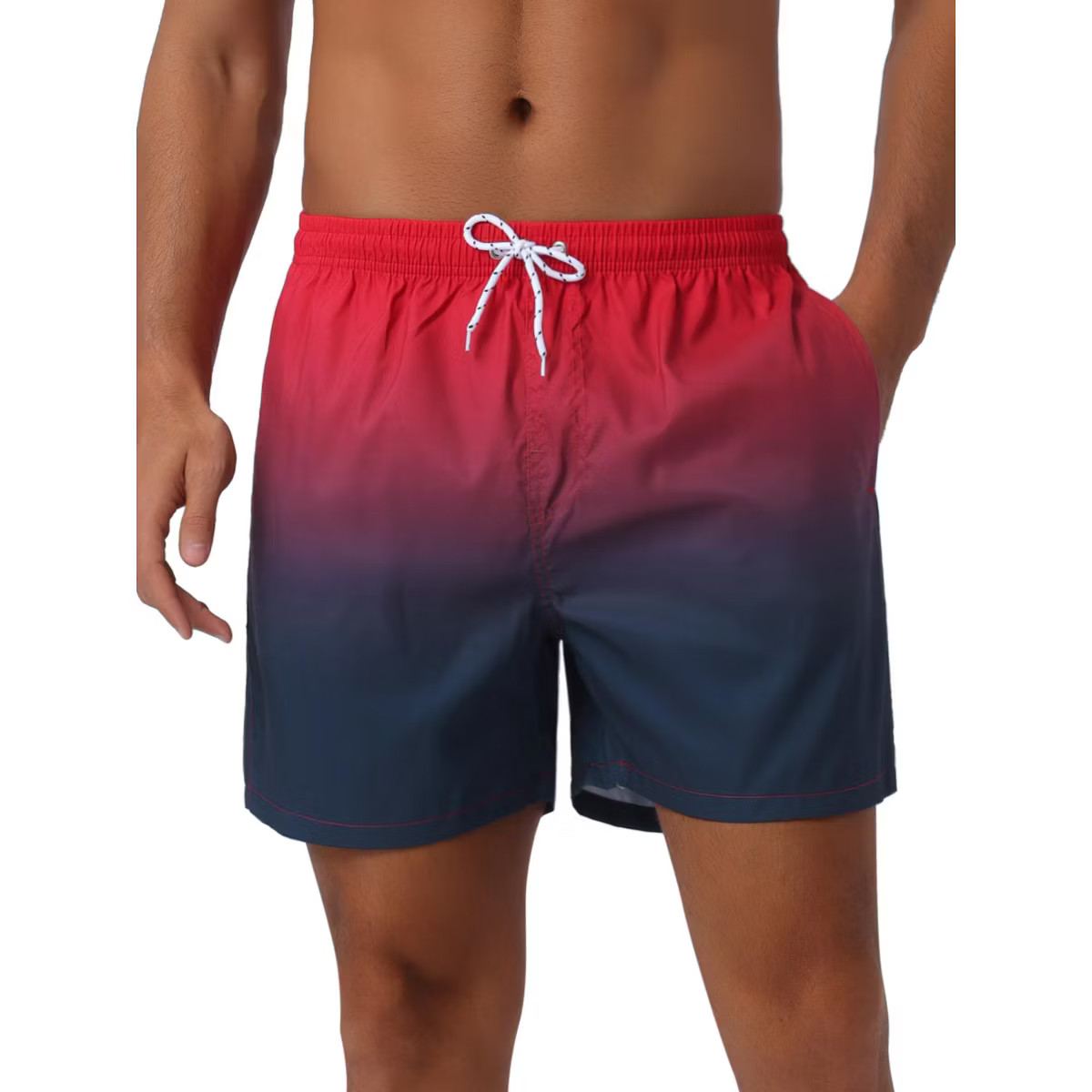 INSPIRE CHIC Men's Contrast Color Gradient Elastic Waist Summer Drawstring Beach Shorts | Target
