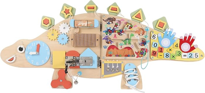 Dinosaur Wall Busy Board, 11-in-1 Foldable Montessori Board for Kids 3-7 | Amazon (US)