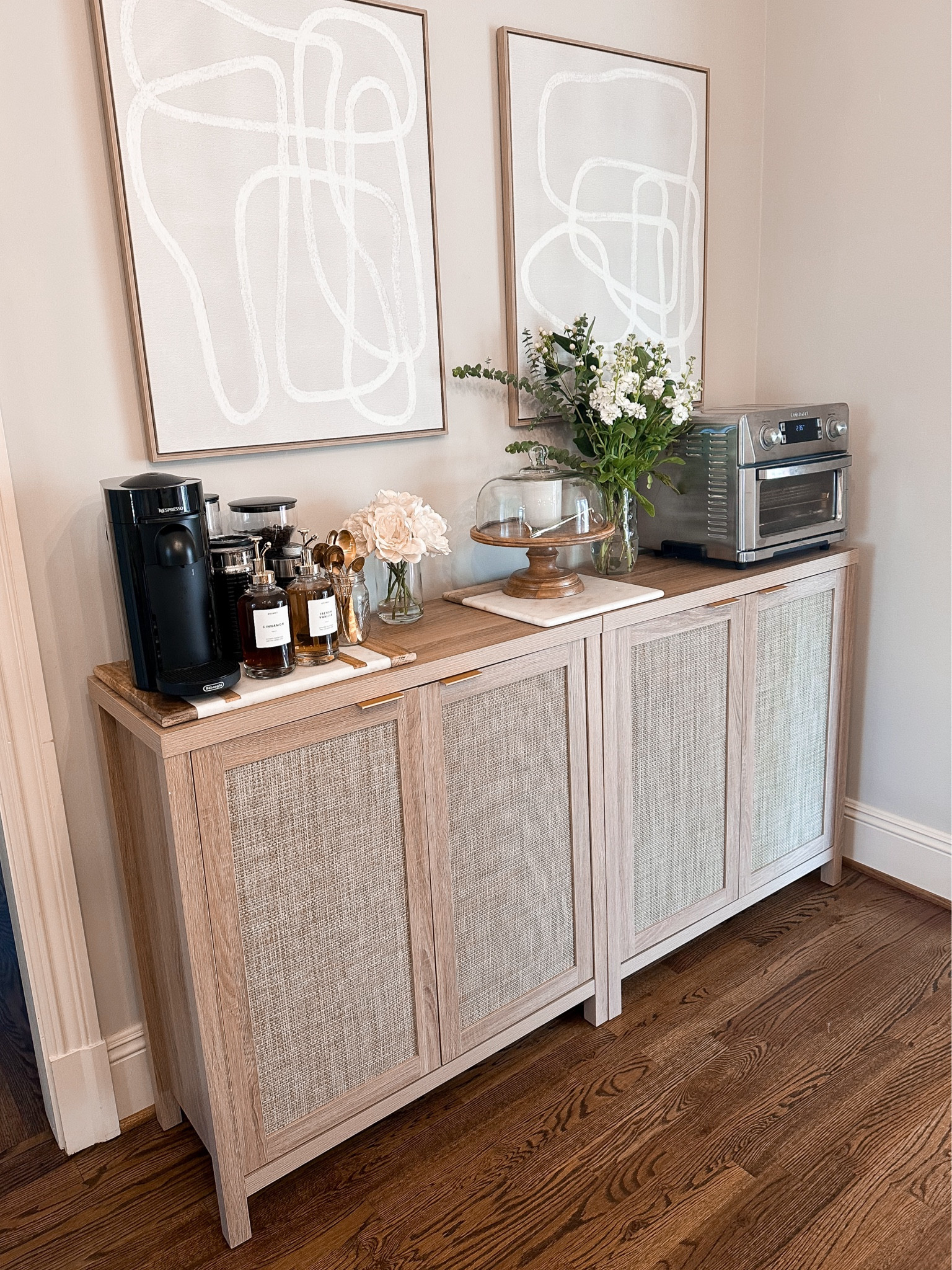 Coffee bar, buffet table, console table, sideboard, amazon console, affordable console, cake stand, white oak furniture, air fryer, Nespresso, dining room, dining room storage

#LTKsalealert #LTKstyletip #LTKhome