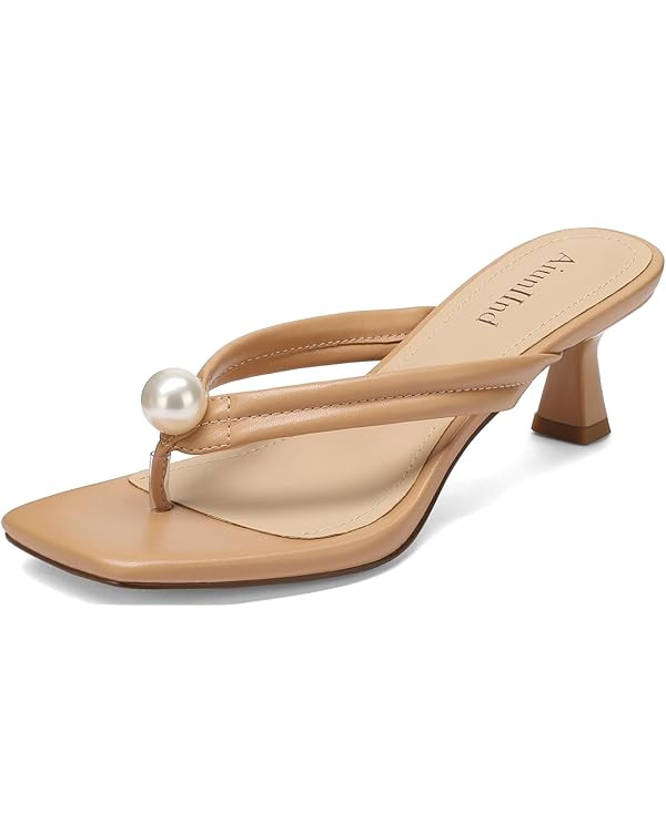 Women's Kitten Heels Sandals Square Open Toe Flip Flop Heels 2.5 Inch Slip On Dressy Sandals with... | Amazon (US)