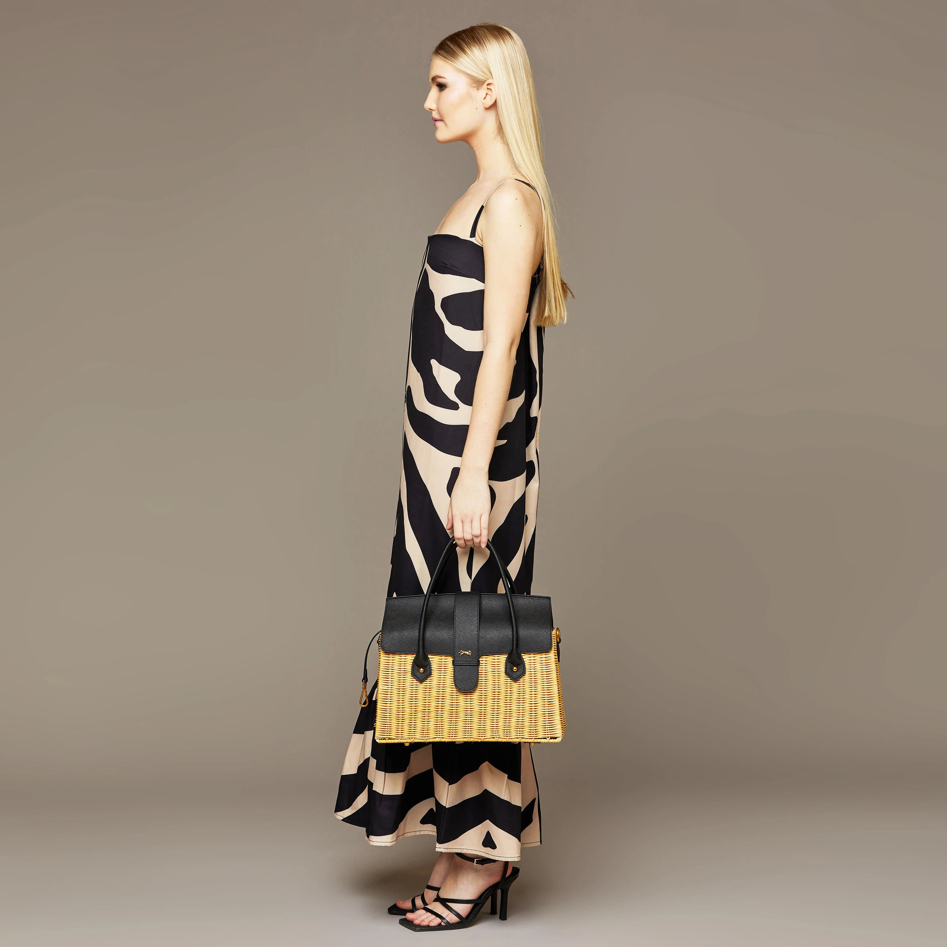 MME. "ZEBRA"  HAMPTONS SIP SLIP Dress - NOIR | MME.MINK