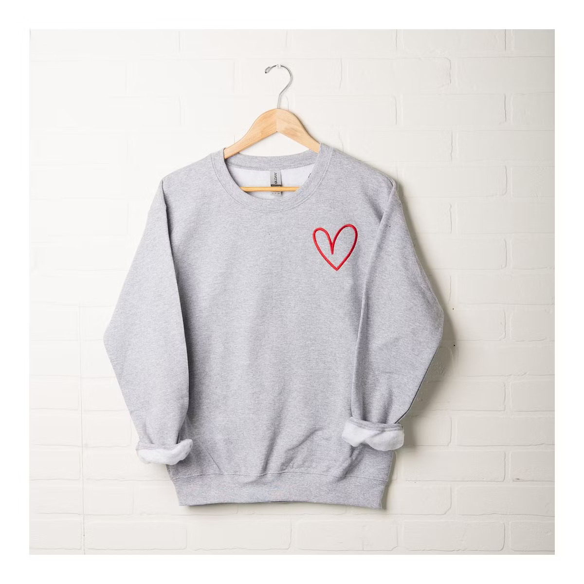 Simply Sage Market Women's Graphic Sweatshirt Embroidered Hand Drawn Heart | Target
