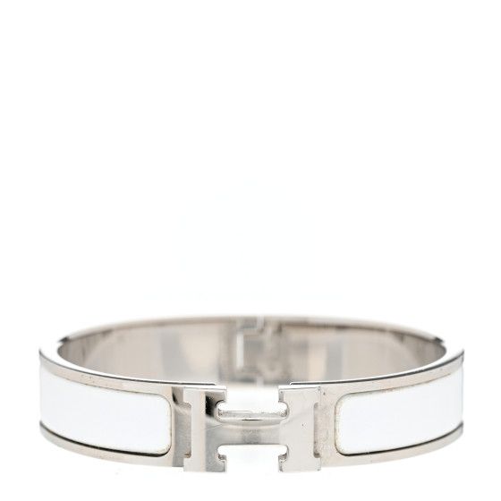 Enamel Narrow Clic Clac H Bracelet PM White | FASHIONPHILE (US)