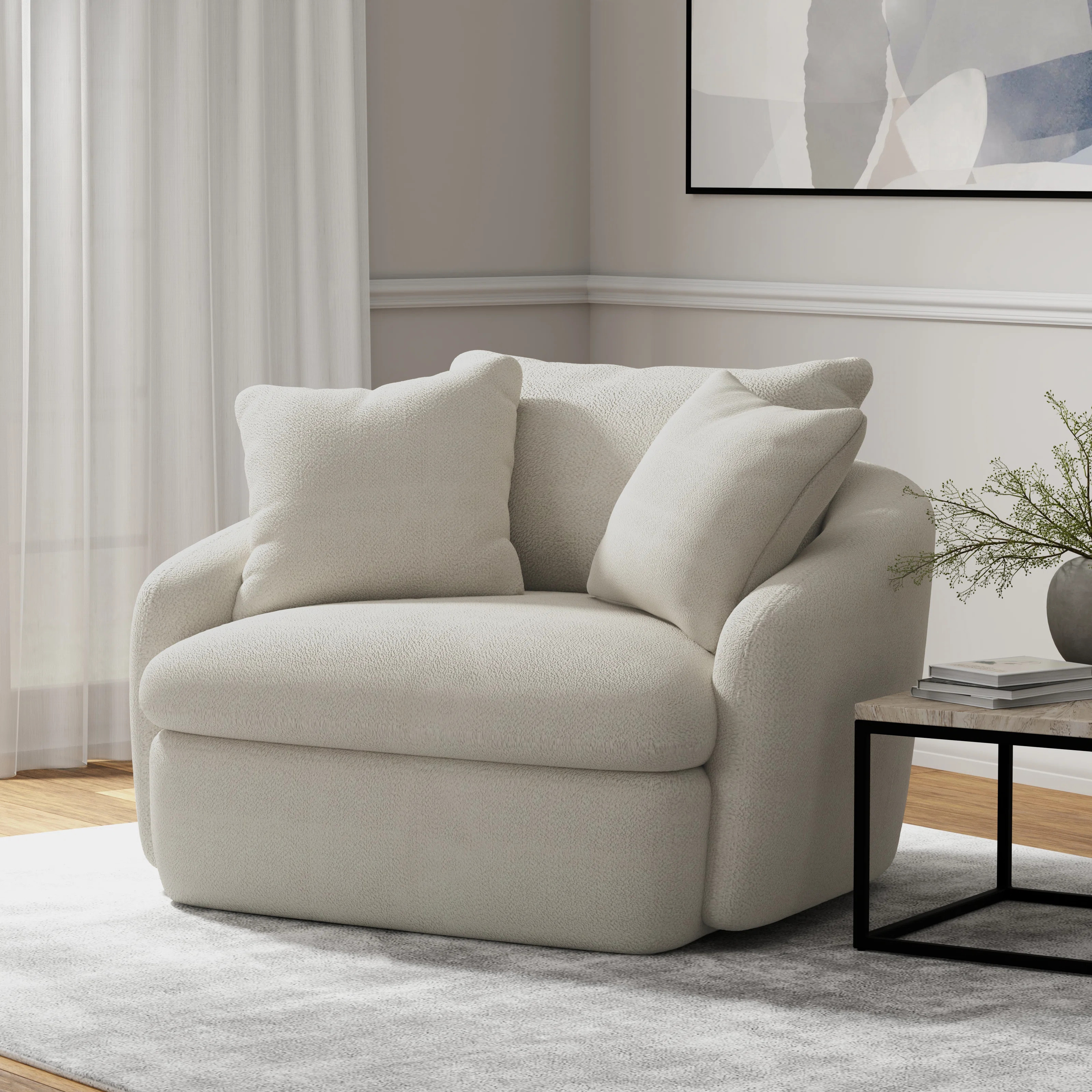 Brieona Upholstered Swivel Chair And A Half | Wayfair North America