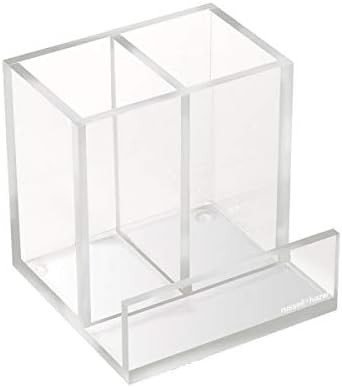 russell+hazel Acrylic Pencil Bloc Two Compartment Pen Cup with Business Card Holder, Clear, 4” ... | Amazon (US)