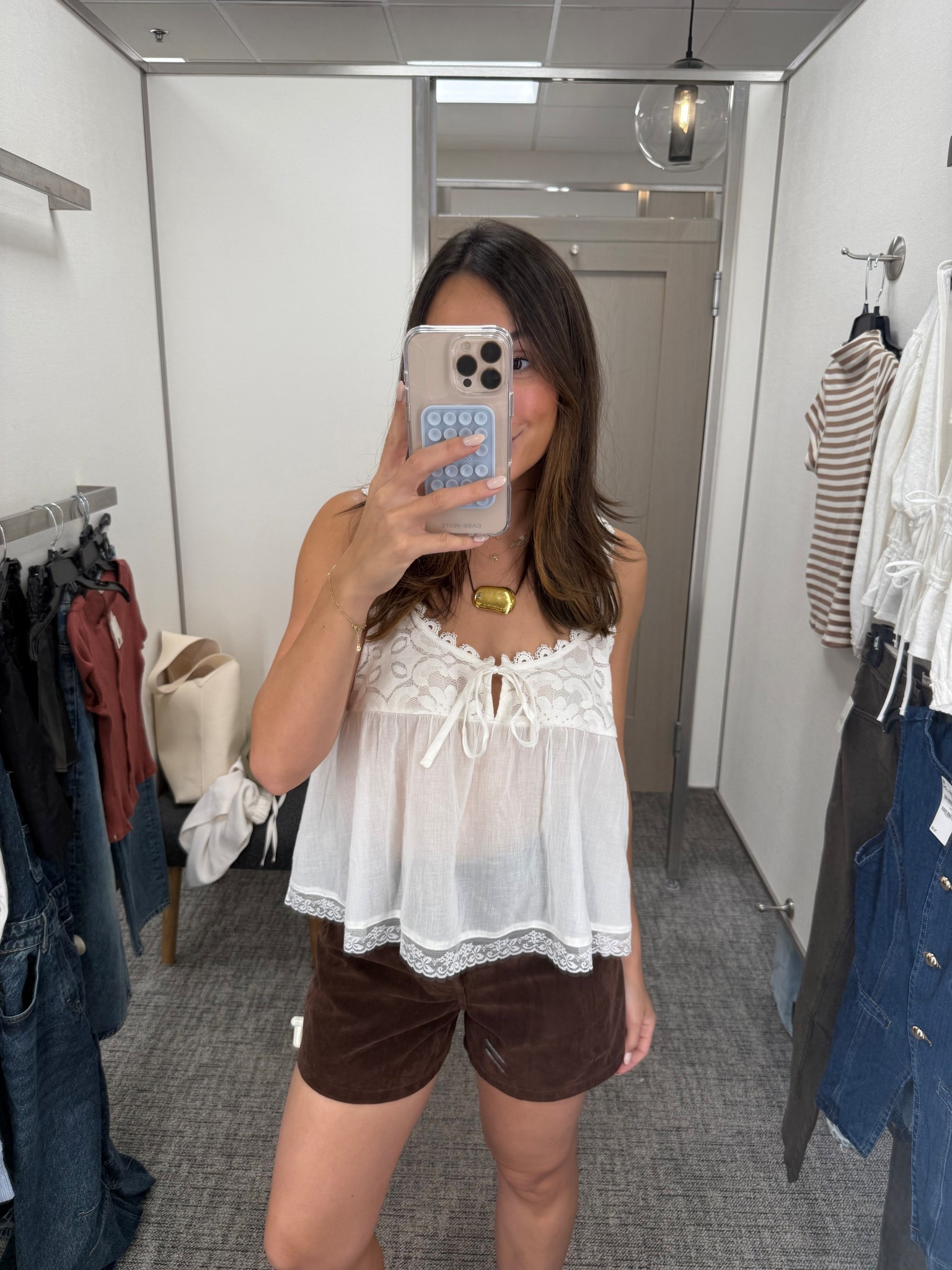 Wearing a small top and 25 shorts! Such a cute easy transitional look for these fall temps 🥰🤎 

@nordstrom #nordstrompartner 

#LTKFindsUnder100