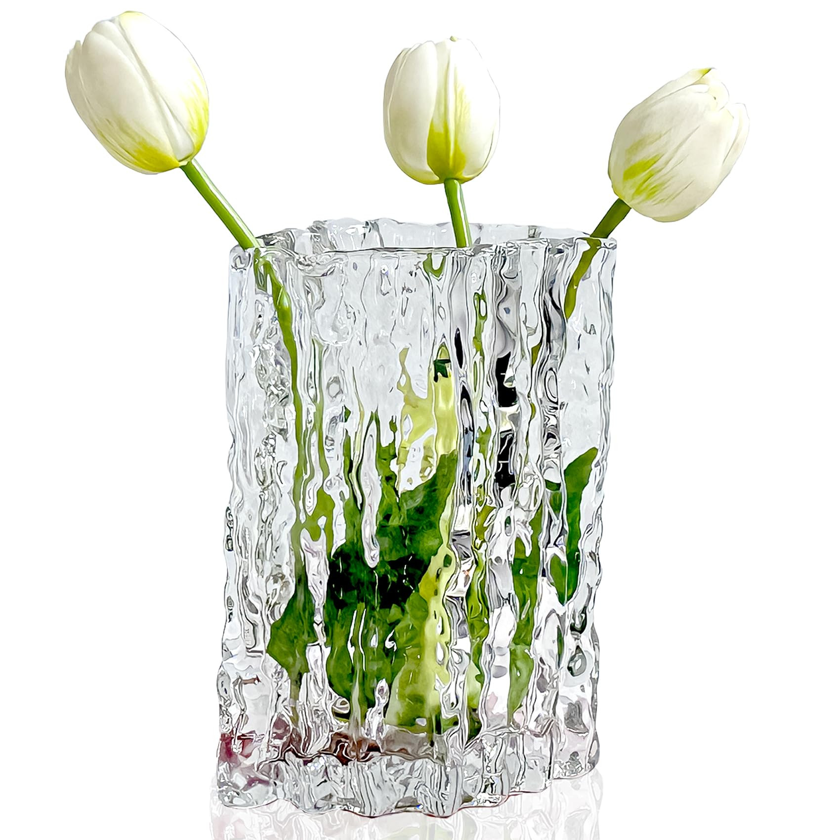 Aoderun Glass Vase Crystal Vase Heavy Duty Large Flower Vase for Dining Table Kitchen Office Home... | Amazon (US)