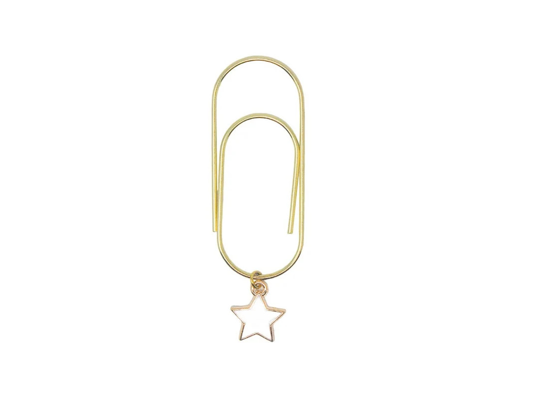 Gold Jumbo Planner Clip: White Star Charm, Luxury Accessory | Etsy (US)