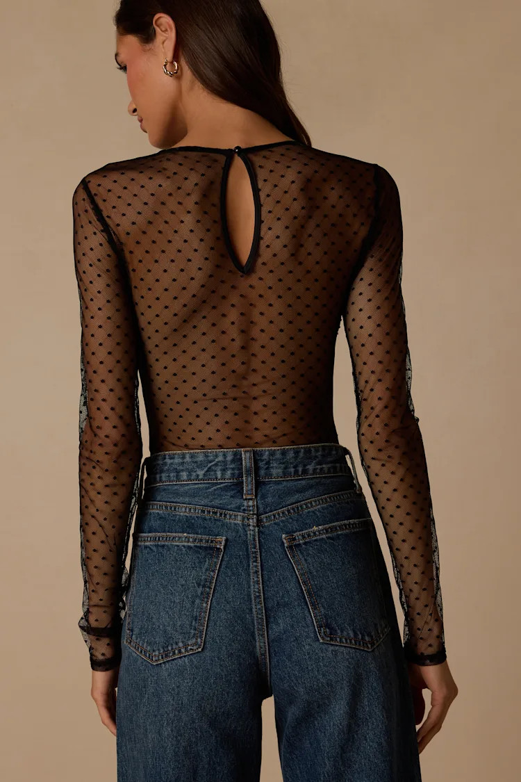 Vaughn Black Sheer Lace Bustier Bodysuit | Lulus