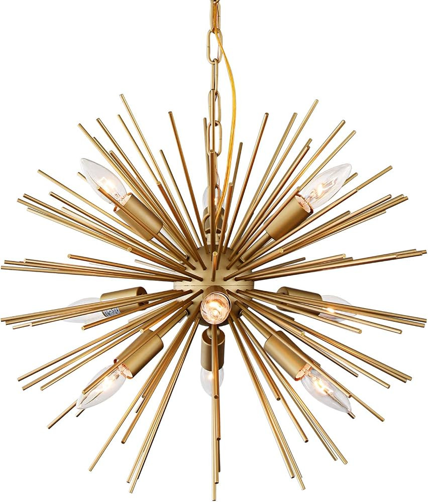 GOMUNIN 9-Light Sputnik Chandelier Gold Starburst Chandelier Mid-Century Satellite Pendant Light ... | Amazon (CA)