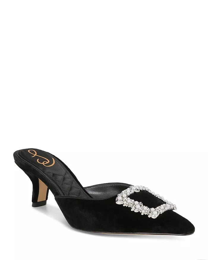 Women's Brit Pointed Toe Embellished Buckle Mid Heel Pumps | Bloomingdale's (US)