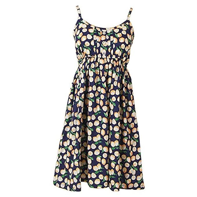 Cute Junior Girls Summer Spaghetti Strap Denim Color Cotton Dresses Skirt M) | Amazon (US)
