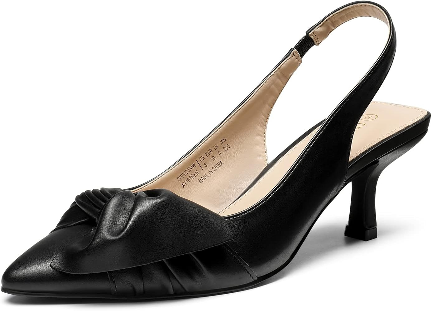 DREAM PAIRS Women’s Closed Toe Kitten Heels Pointed Toe Slingback Low Heels Dress Bridal Weddin... | Amazon (US)