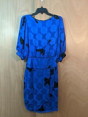 Vintage Flora Kung Special Edition Womens 6 Blue Floral Silk Button Back Dress | eBay US