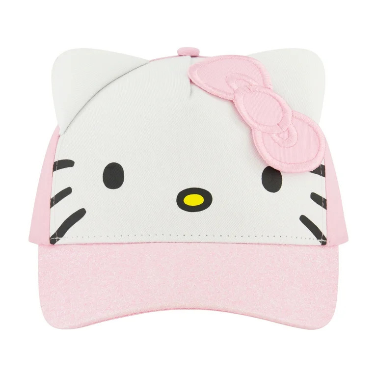 Hello Kitty Girls Baseball Hat with 3D Ears, Pink & White, One Size Fits Most | Walmart (US)