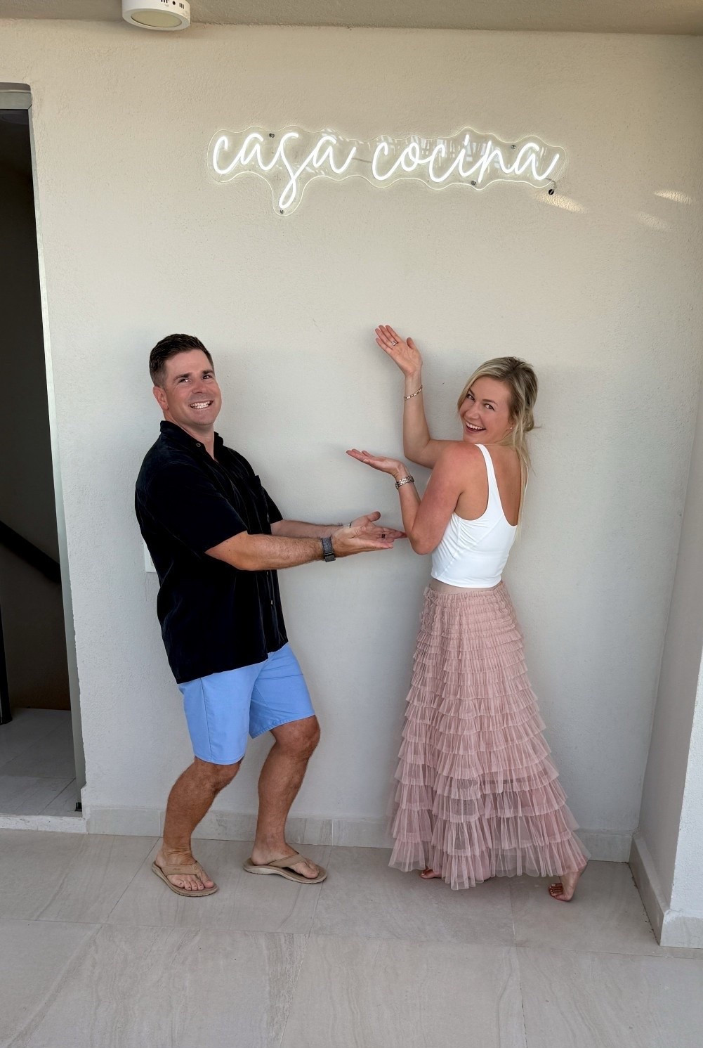 Cabo date night outfits 🌴✨

For dinner in Los Cabos, I went with a white fitted tank + blush tiered tulle maxi skirt — soft, feminine, and perfect for a warm Cabo evening. Dressy but still lightweight for vacation.

Rich kept it classic with a black short-sleeve button-down, tailored light blue shorts, and neutral sandals — relaxed but polished for a resort dinner.

Easy, elevated, and perfect for a Cabo date night.

⸻

Cabo date night outfit, Cabo dinner outfit, what to wear to dinner in Cabo, Los Cabos vacation outfits, Cabo couples outfits, vacation date night outfit, resort dinner outfit women, white tank outfit women, tulle maxi skirt outfit, blush maxi skirt outfit, feminine vacation outfit, summer night outfit warm weather, Mexico vacation outfits, men’s vacation dinner outfit, men’s resort wear outfit, short sleeve button down men, light blue shorts men outfit, couples vacation style, honeymoon dinner outfit Cabo, luxury resort wear couples

#LTKTravel #LTKMens