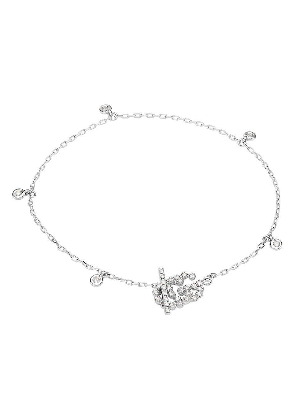 Running G 18K White Gold & Diamond Chain Bracelet | Saks Fifth Avenue