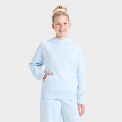 Girls' Oversized Fleece Hoodie Sweatshirt - art class™ Aqua Blue XL | Target