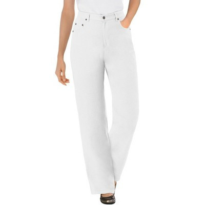 Woman Within Plus Size Petite Perfect Relaxed Cotton Denim Jean - 12 WP, White | Target