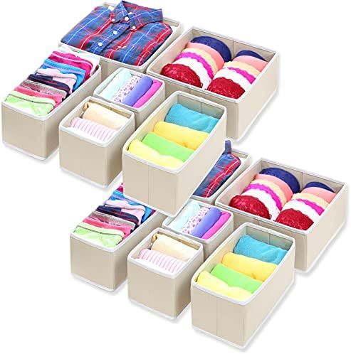 Simple Houseware Foldable Cloth Storage Box Closet Dresser Drawer Divider Organizer Basket Bins f... | Amazon (US)