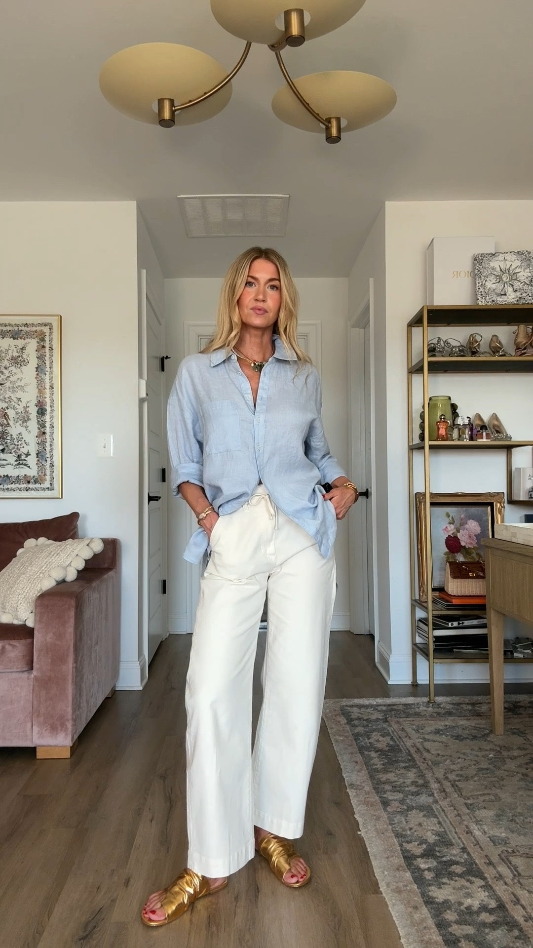 20% this look with LEANNE20

Top: runs huge, wearing S
Jean: TTS
Gold Sandals: TTS

#LTKgrwm #LTKootd #LTKSaleAlert