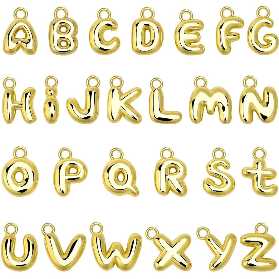 SANNIX 26Pcs Letter Charms, Initial Letter Charm for Jewelry Making, Gold A-Z Alphabet Letter Cha... | Amazon (US)
