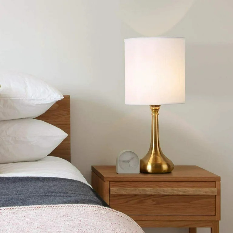 Set of 2 Vintage Table Lamp Nightstand Metal Base Bedside Lamps for Living Room | Walmart (US)