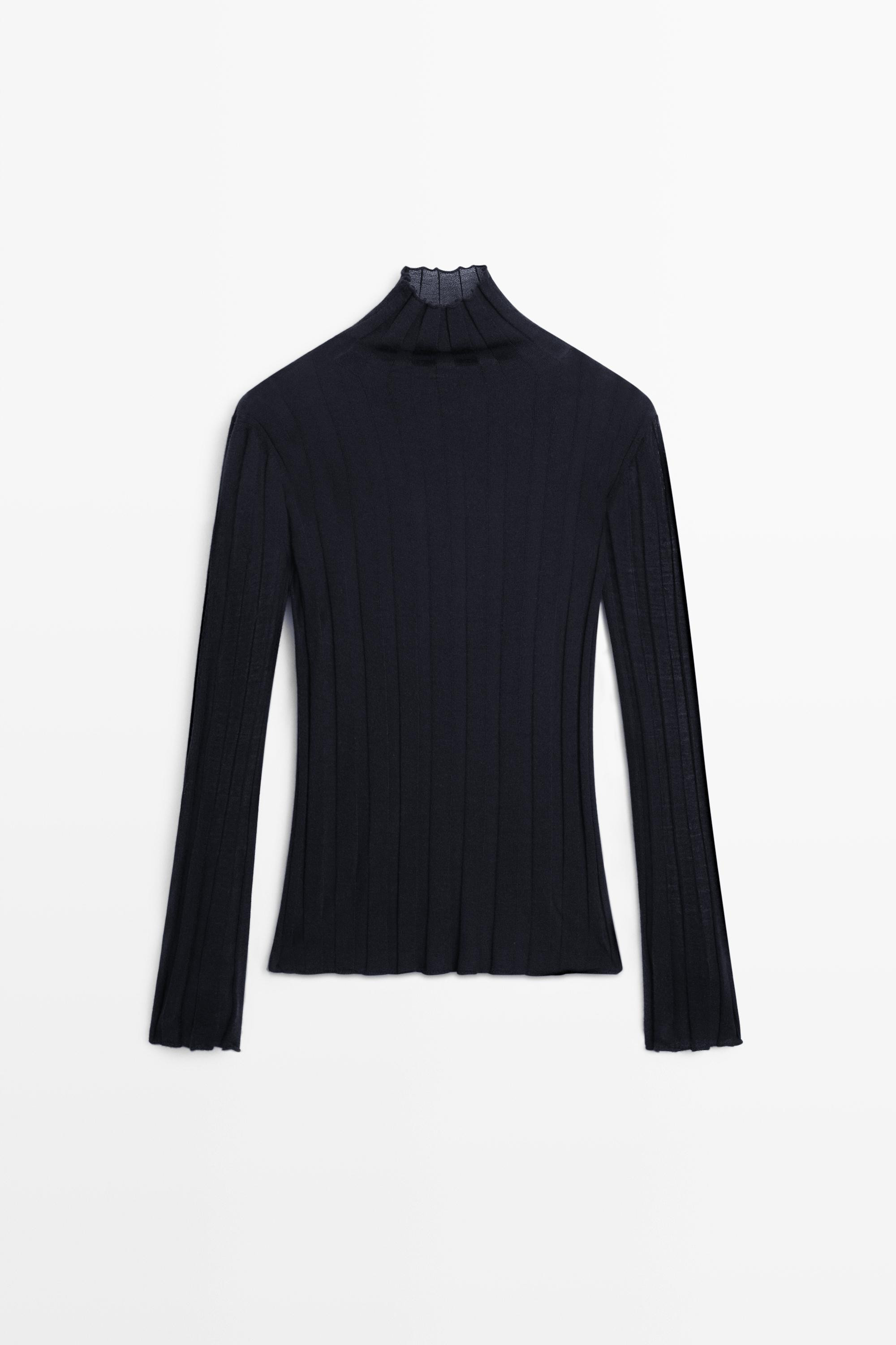 Ribbed mock turtleneck knit sweater | Massimo Dutti US